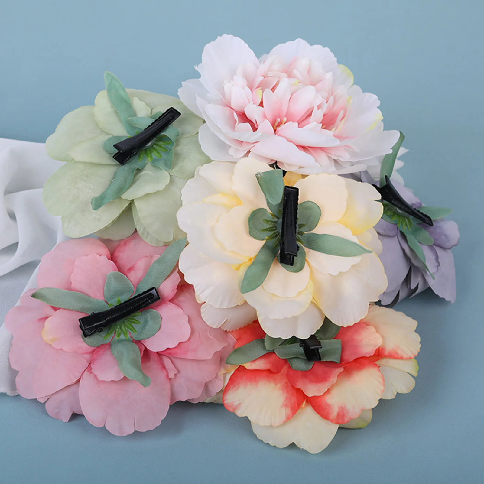Vintage Chinese Style Hair Clip For Women Artificial Simulated Gauze Flower Duckbill Clips Elegant Exquisite Floral Hairpin image 3