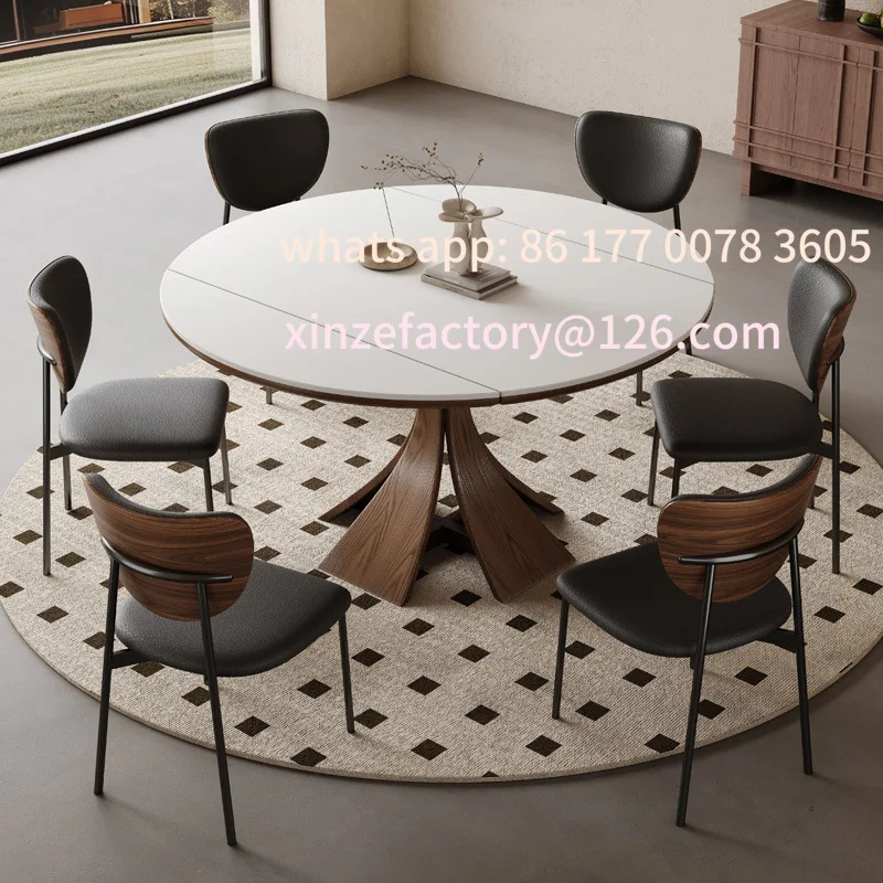 

Customizable modern minimalist antique solid wood rock slab dining table and chair combination household
