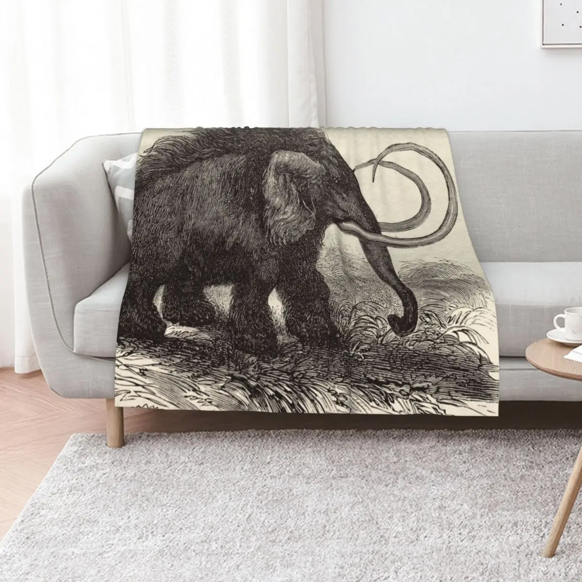 Jean Gauchard - Woolly Mammoth engraving Throw Blanket Soft Plaid Luxury St Loose Decoratives Luxury Thicken Blankets