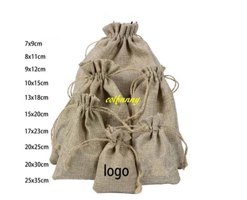 20pcs 20*25cm  Burlap Jute Drawstring Gift Jewelry Pouches Bags