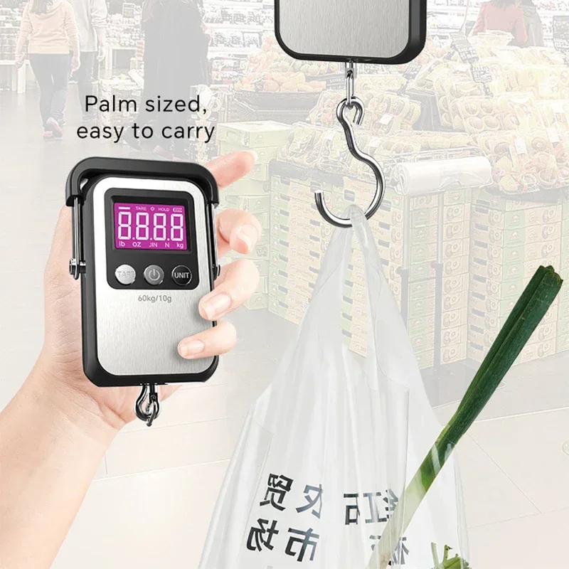 60Kg/10g Portable Digital Weight Scale Battery/USB Rechargeable Hanging Scale Hook Scale Luggage Fishing Scale for Household - view 4