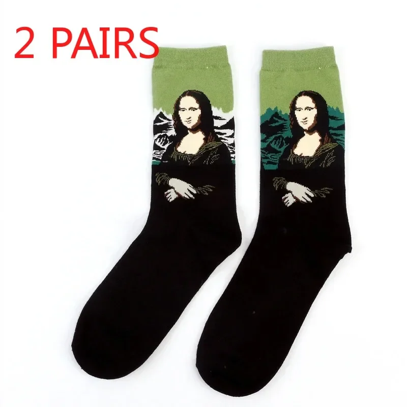 Hot Starry Night Autumn Winter Retro Women Personality Art Van Gogh Mural World Famous Painting Male Socks Oil Funny Happy Socks image 3