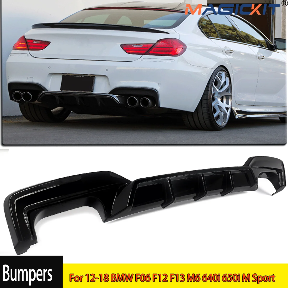 Gloss Black Rear Bumper Diffuser For 12-18 BMW F06 F12 F13 M6 640i 650i M Sport