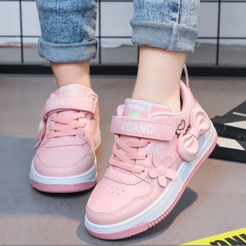 Children Flower Boat Shoes for Girl Cute Bow Princess Sneakers 2024 Spring and Autumn Kids Casual Running Sport Casual Shoes