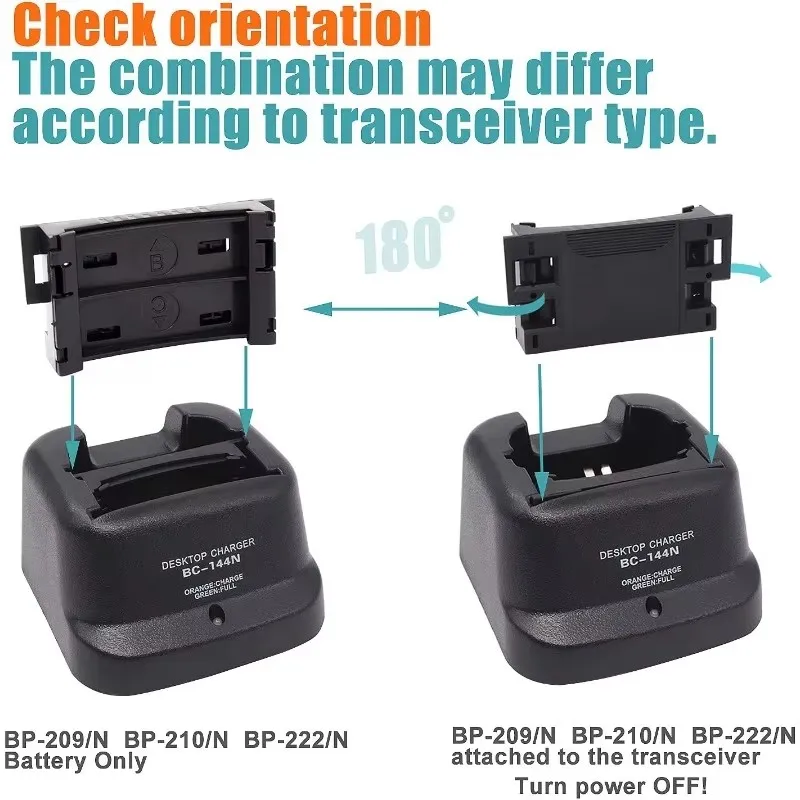 BC-144N Rapid Charger for ICOM IC-A6 IC-A24 IC-F3GT IC-F4GT IC-F30GT IC-F40GT IC-F11 IC-F21 IC-V8 Radio BP-209N BP-210N BP-222N
