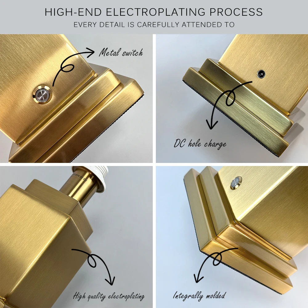Lampada da tavolo classica in alluminio 2700K Lampada da lettura con dimmer tattile senza fili Deks Lampada a batteria ricaricabile