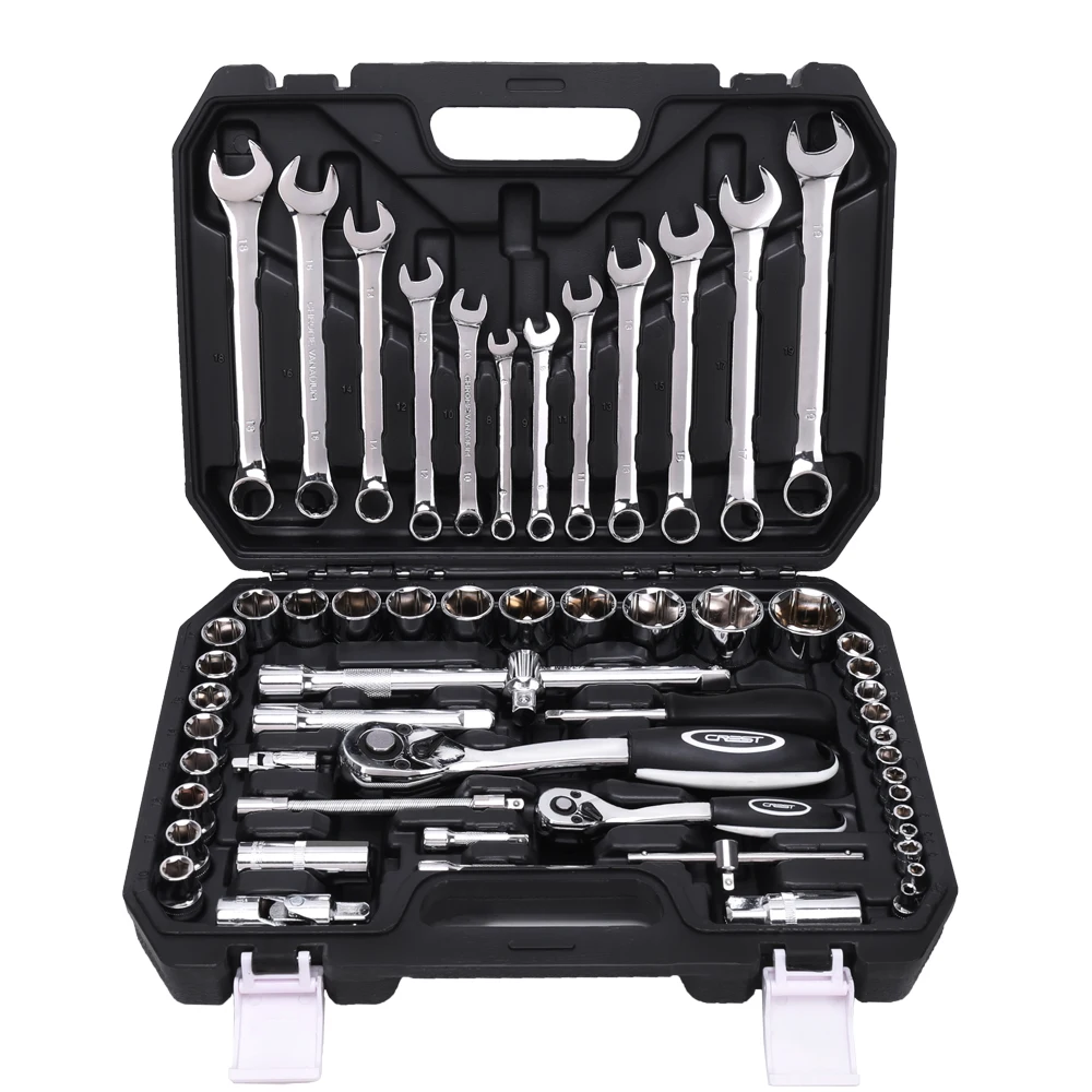 

JUNEFOR Car Repair Tool Kit Socket Set Ratchet Wrench Hand Tool Set Home Mechanical Repair Wrench Socket Tool Box 10/52/59/82PCS