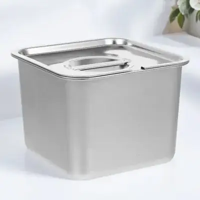 

1pc Stainless Steel Ice Cream Storage Container Homemade Dessert Keeper Freezer Box For Yogurt Fruit Reusable Metal Tub Kitchen
