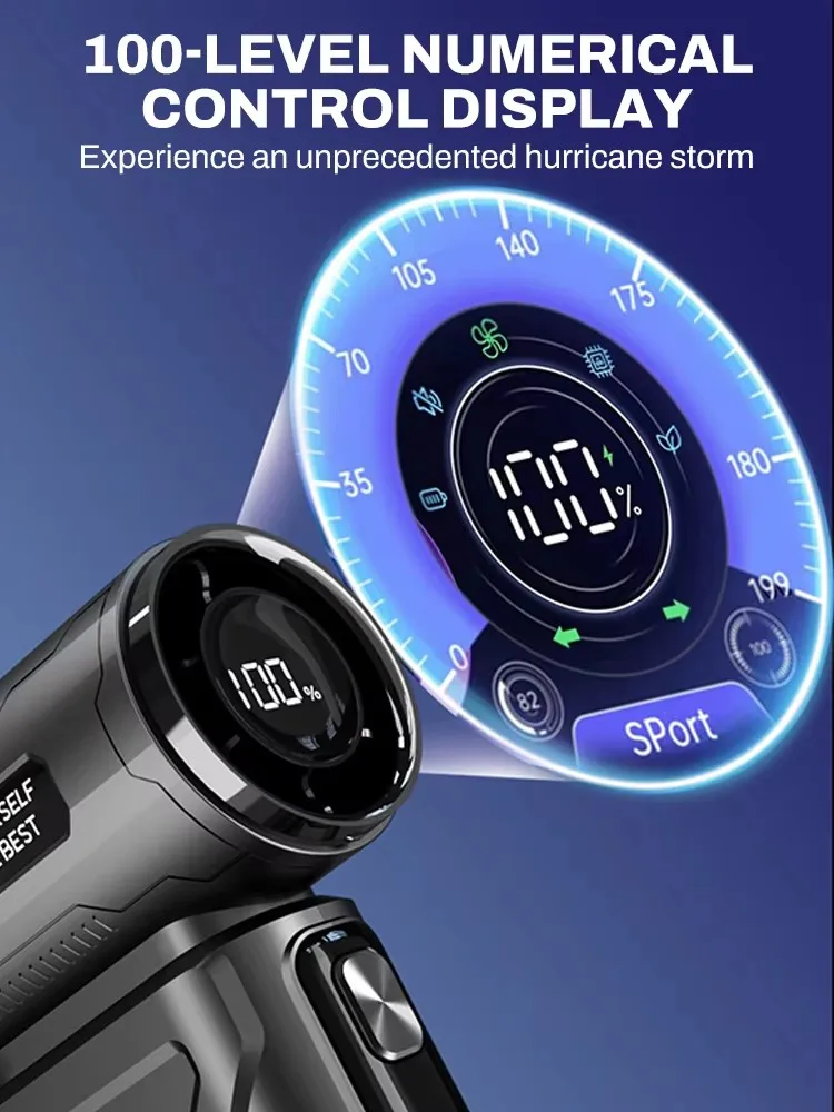 منفاخ هواء قوي صغير 250000 دورة في الدقيقة 6000 مللي أمبير في الساعة مروحة تربو عنيفة منظف الغبار المحمول TypeC شحن محرك بدون فرشاة لنافذة السيارة