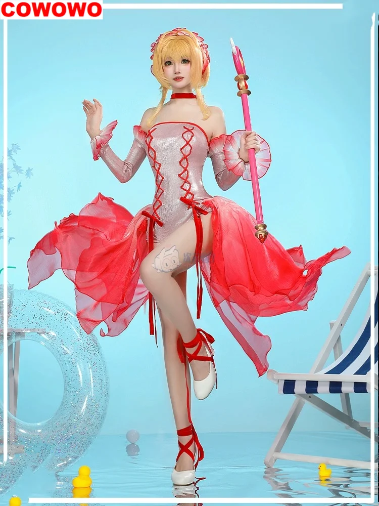 

COWOWO CardCaptor Sakura Cosplay Lovely Swimsuit Swimwear Bodysuit Summer Swimming Suit Costume Party Dress Women Role Play
