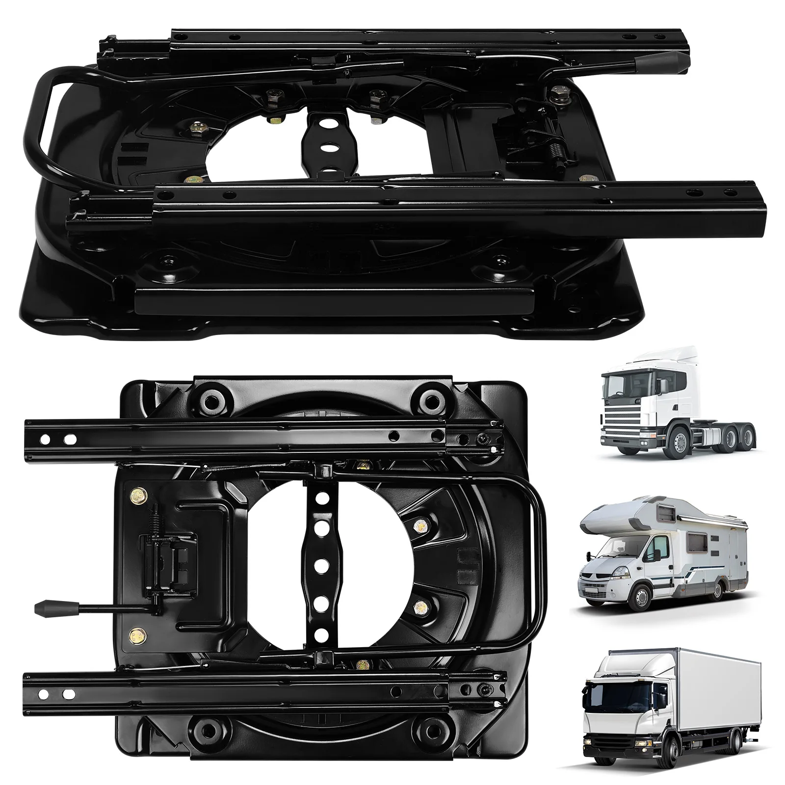 

3mm Steel Plate Rotating Seat Base 360 Degree Rotatable Seat Pedestals W/ Slider Seat Conversion Base for Caravan Car Boat Bus