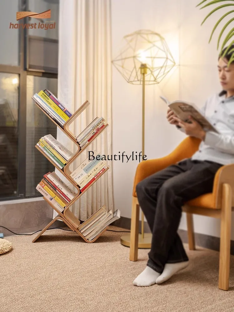 Solid Wood Bookshelf the Newspaper Stand Modern Minimalist Floor Wall Magazine Rack Simple Rack Nordic