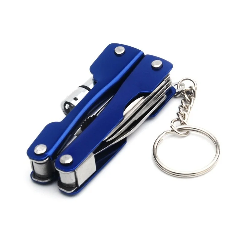 3CR13 Stainless Steel Multi Pliers 9 In 1 Functions Aluminum Alloy Multitool Mini Outdoor Camping Gear LED Plier