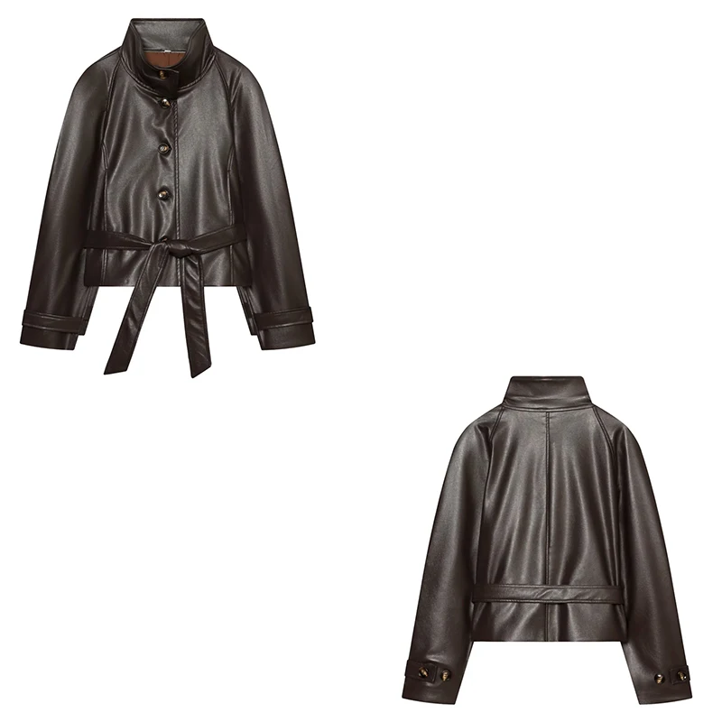 Guobioziy Women's Slim-Fit Faux Leather Jacket 2026 Spring-Autumn New European-American Casual Fashion Trendy Commuter Punk