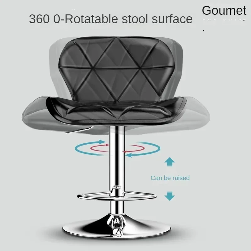 PU Leather Bar Stools Counter Height Stools Adjustable Swivel Tall Chairs with Backrest Modern Black Furniture