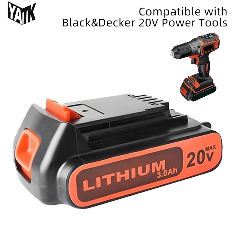 

Сменный аккумулятор для инструментов Black & Decker, 20 в, 3000 мАч, литий-ионные аккумуляторы для LB20, LBX20, LST220, LSW20, SSL20SB, ASL186K