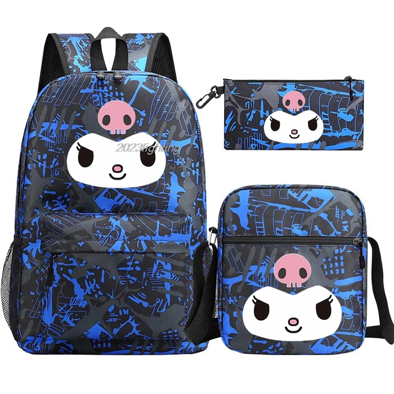 Lovely Kuromi Backpacks Student Boys Girls Schoolbag Colorful Backpack with Shoulder BagTeenager Cartoon School Bookbag