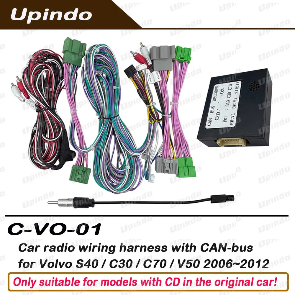 Car Accessories Android Radio Wiring Harness CAN-Bus Adapter for Volvo S40 C30 C70 2006-2012 Stereo Power Cable Connector