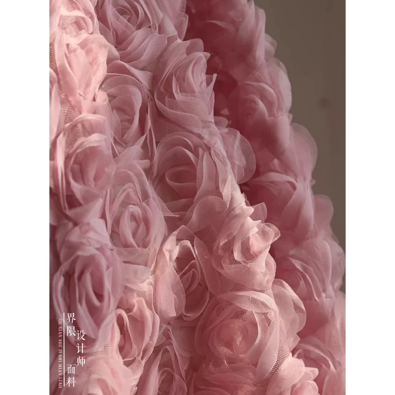 Rose Mesh Fabric Multi-layered Floral Dress Clothing Material