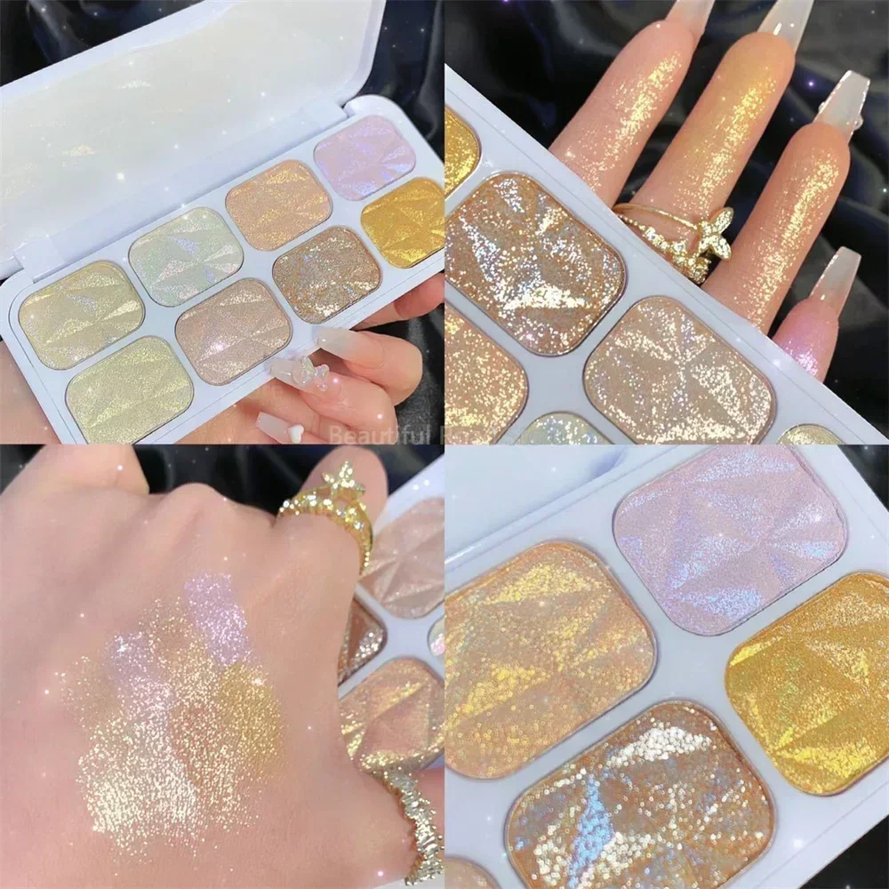 8 Colors Glitter Highlighter Facial Contour Brightening Blush Palette Makeups Body Glitter Powder Luminous Cosmetics Косметика