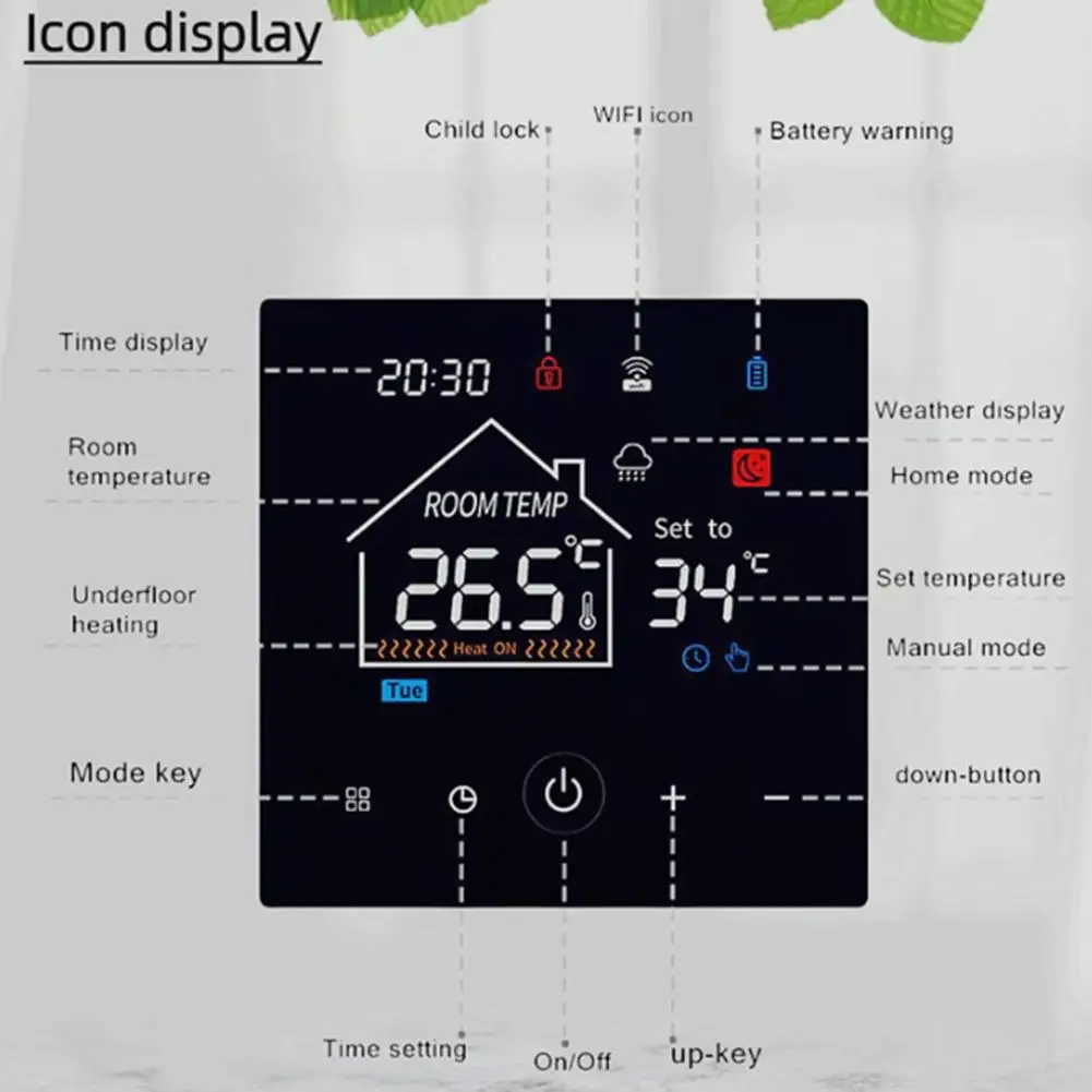 Child Safety Lock Gas Boiler Controller Celsius Fahrenheit Switch Energy Optimization Modes Flexible Temperature Settings