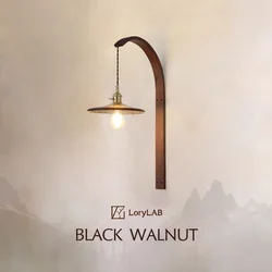Walnut Wood Ceramic lampshade Brass, Simple Modern Wabi-sabi style, Wall light for Bedroom, Bedside, Living, Dining Room, Study