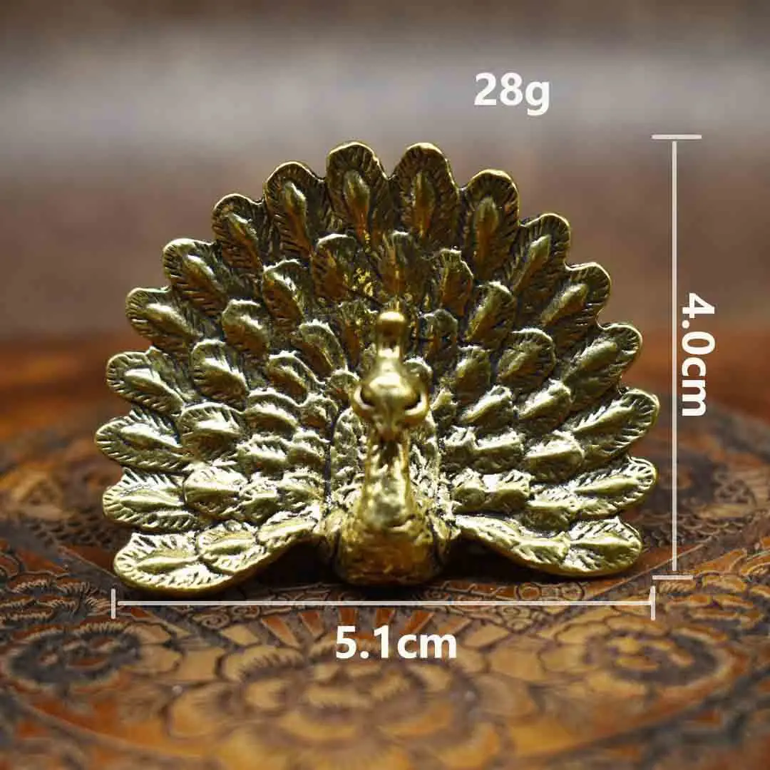 Brass Peacock Spreads Its Veil Statue Desktop Ornament Vintage Animal Figurines Miniatures Decoration Crafts Home Decor