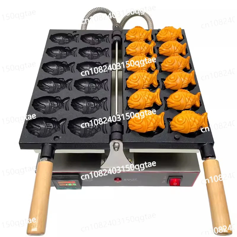 

12 Piece Biscuit Machine Fish Shaped Bread Machine 220V 1600W Stainless Steel Electric Waffle Biscuit