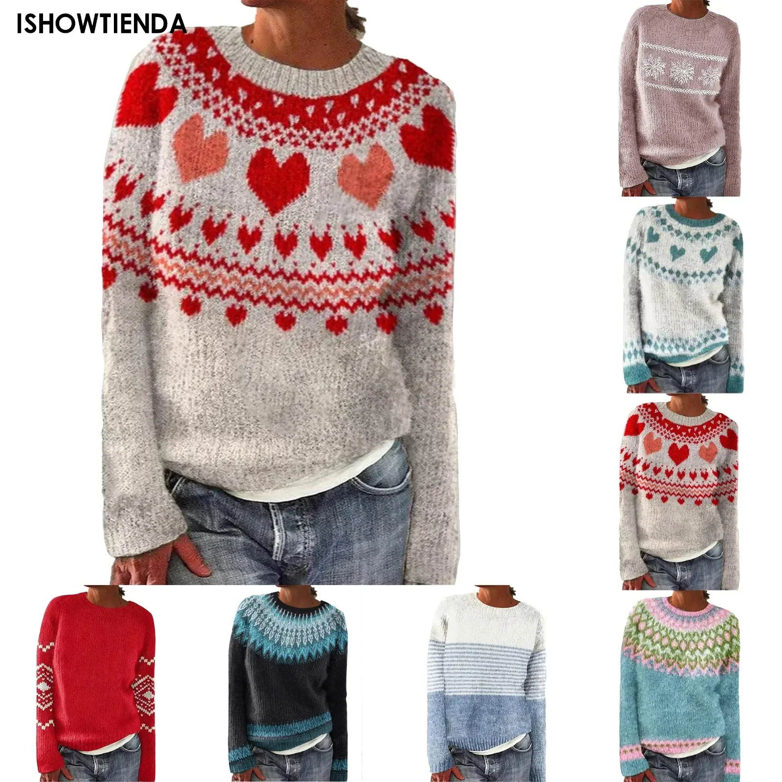 Autunno 2024 Nuovo maglione lavorato a maglia da donna autunno e inverno a righe con maglione girocollo sul fondo donna comoda