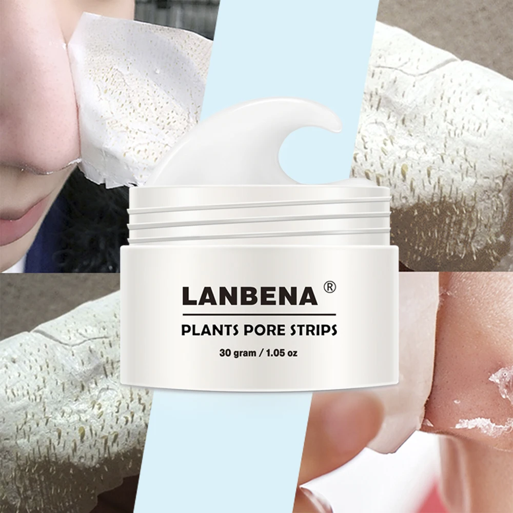 LANBENA-Papel Creme Removedor De Cravos, Tiras De Poros De Plantas, Limpeza De Acne Do Nariz, Pontos Pretos, Peel Off Mud Mask, Tratamentos, Cuidados Com A Pele