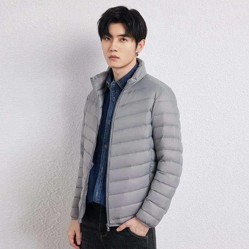 

Lightweight Puffer Jaet Men's Casual Versatile Warm Stand Collar Outerwear Faion Urban Sle Du down Filling Color