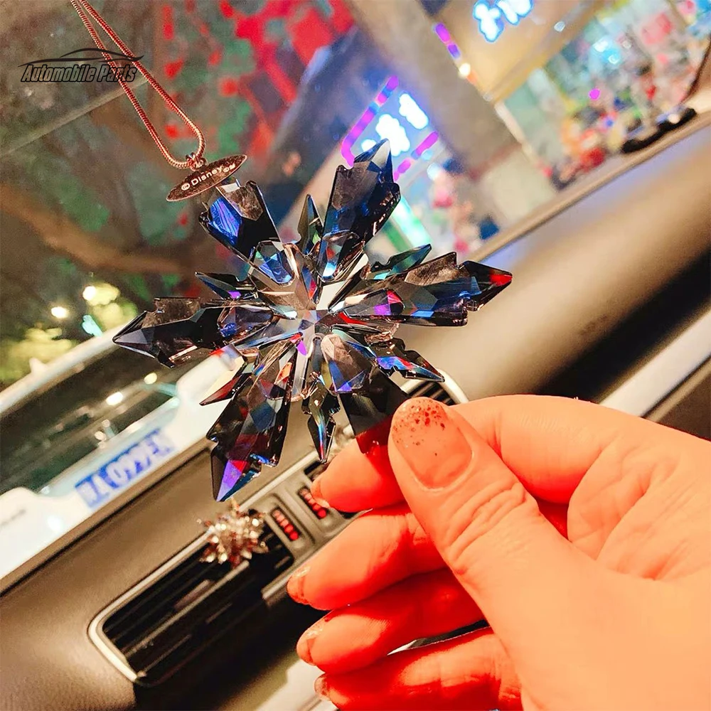 Car Rearview Mirror Pendant Car Interior Modeling Crystal Ball Ornaments Car Decoration Crystal Snowflake Car Ornaments