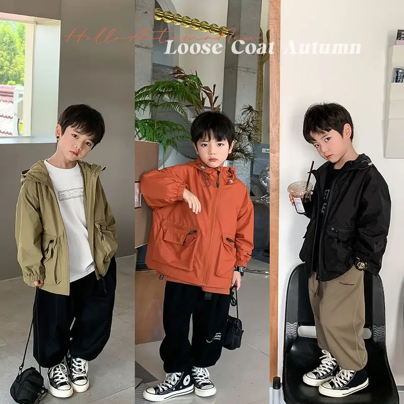 

Fashion Children's clothing boy cotton trench Hooded Coat long style Korean casual Winter Spring Streetwea jacket Windbreaker