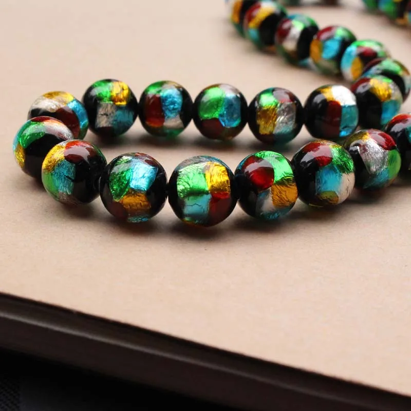 

10mm 12mm Lampwork Glass Beads Mix Color foilRound for Jewelry Bracelet Necklace Earring Making Accessories Japanese Style Fine