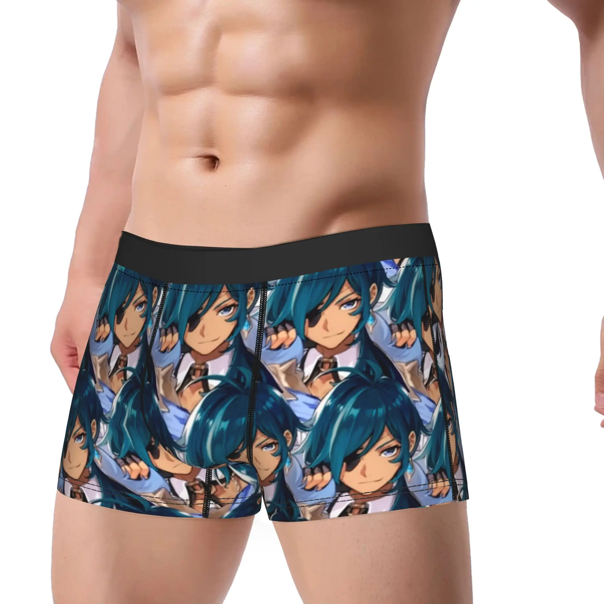 Men's Kaeya Alberich Long Underwear Genshin Impact Game Printed Boxer Briefs Shorts Panties Male Mid Waist Underpants M-XXL