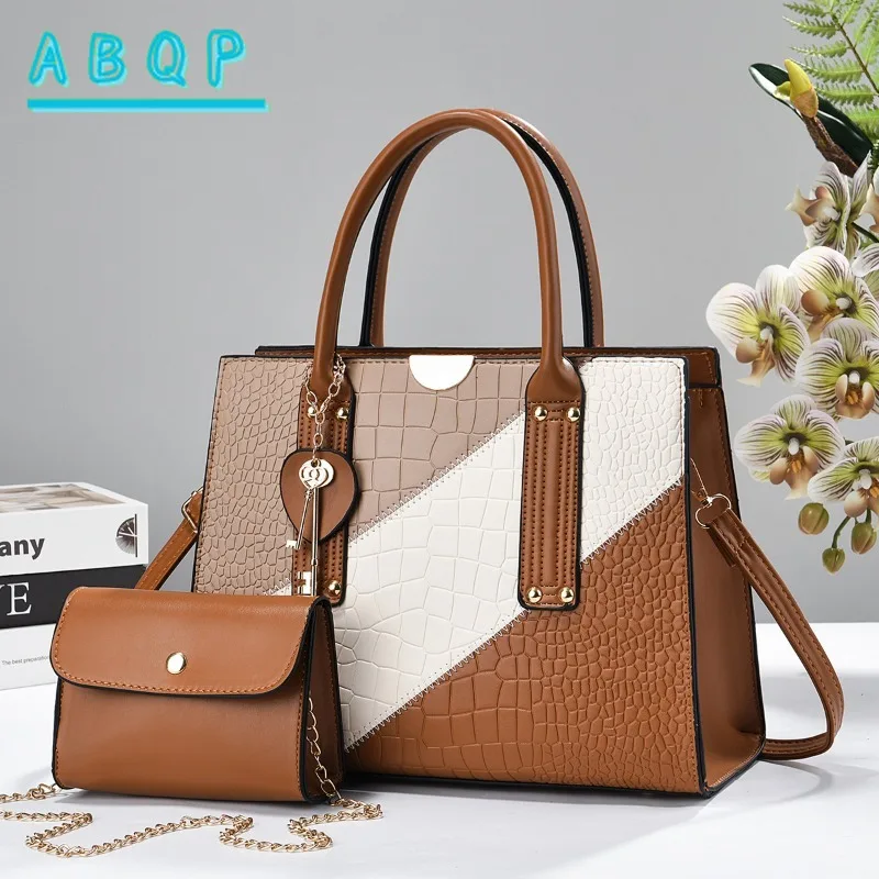 

New Women's Handbags Luxury Brand Stitching Colorful Women's Shoulder Bag Fashionable Large Capacity 2-piece Set Women's Bag
