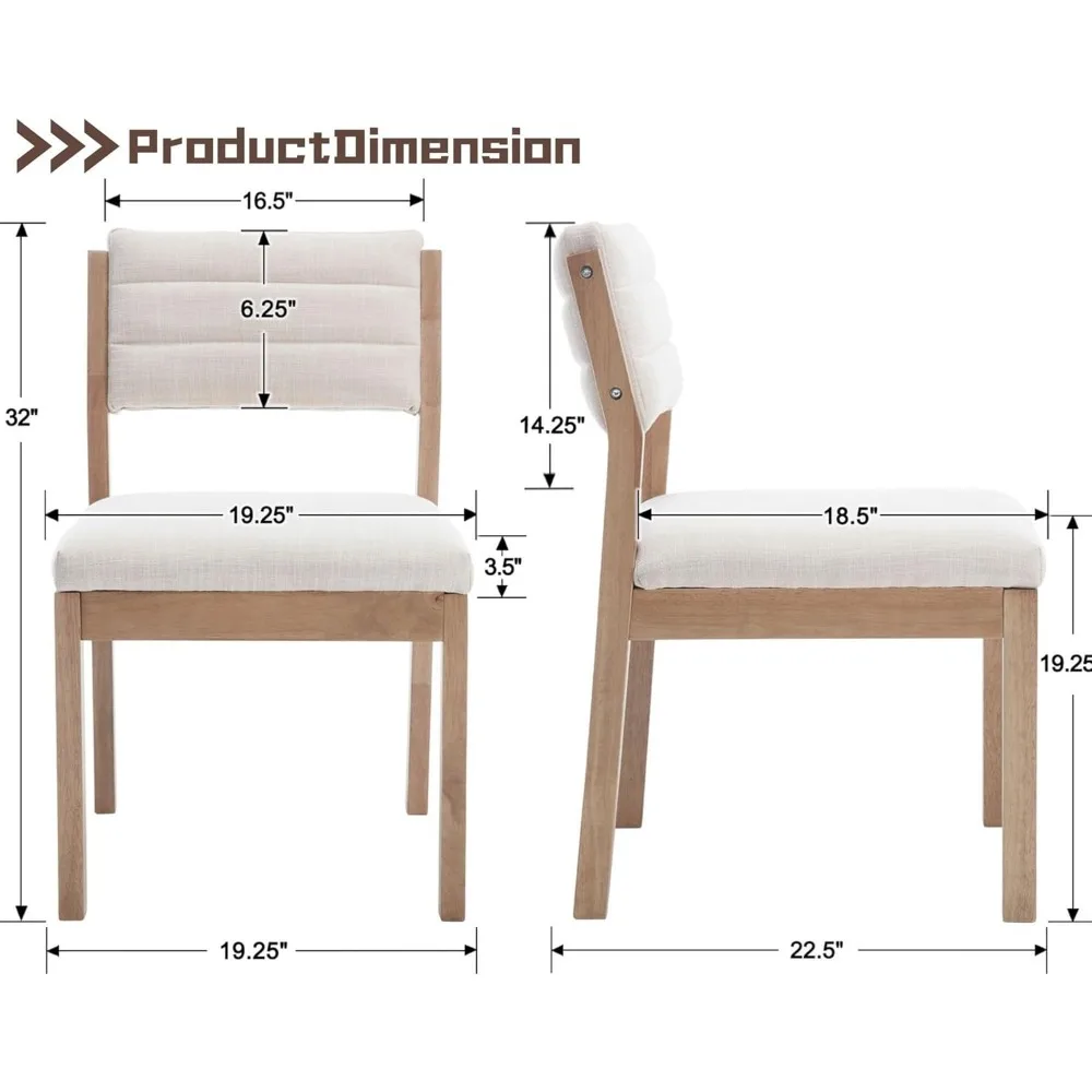 Ensemble de 4 chaises de salle à manger, chaises de cuisine et de salle à manger avec pieds en bois dur, chaises d'appoint sans accoudoirs pour salon