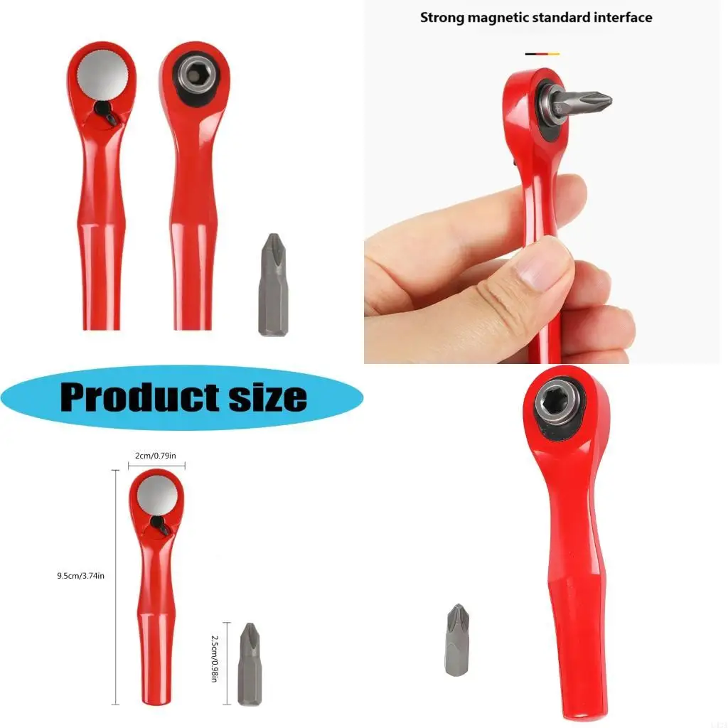 L43A Portable Ratchet Wrenches and Crosses Bit Set with Ergonomic Handle for Furniture Assembly Vehicle Checks and DIY Repairs