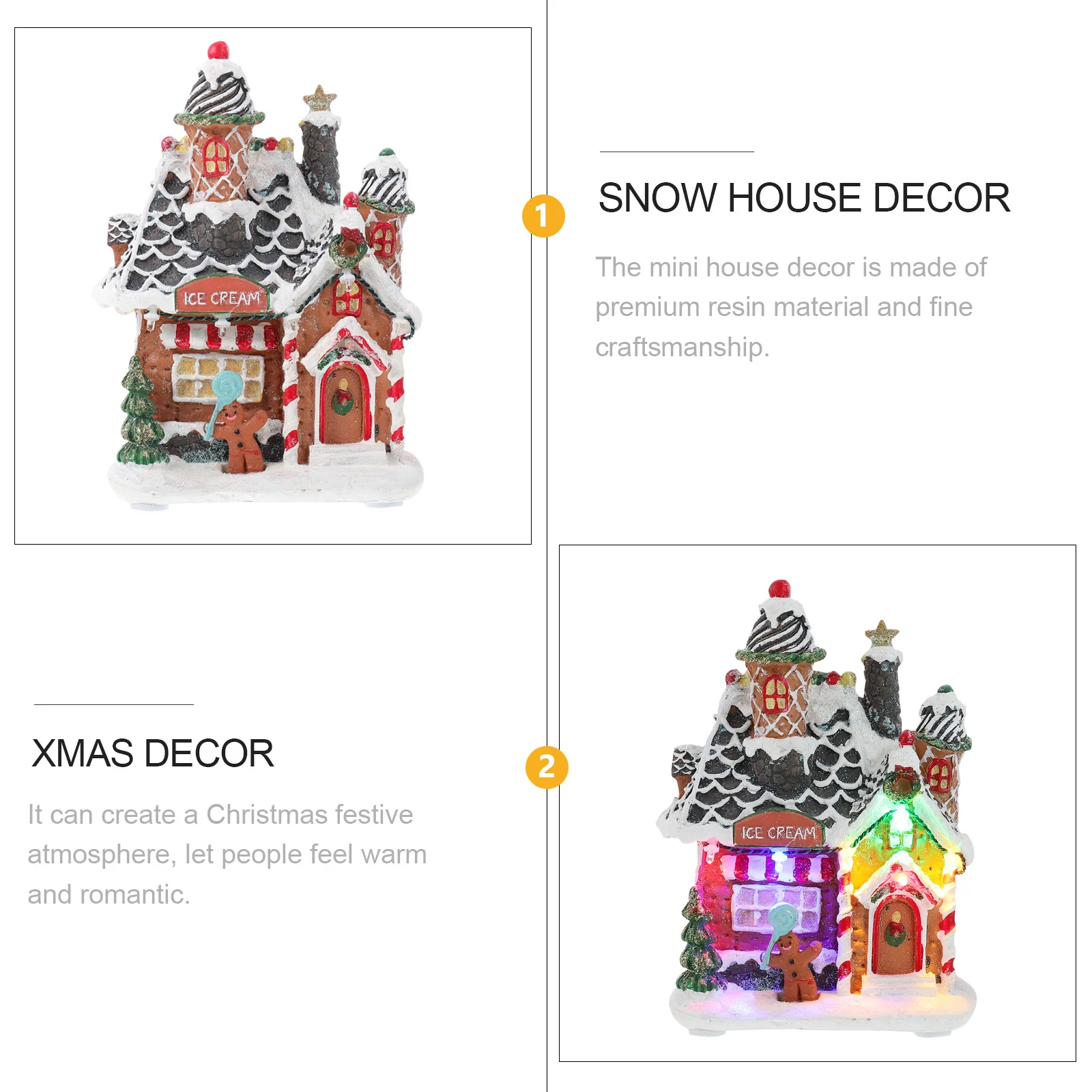 

Luminous Gingerbread House Xmas Resin Craft Glowing Desktop Ornament For Christmas Party Home Office Snow House Decor Xmas Gift