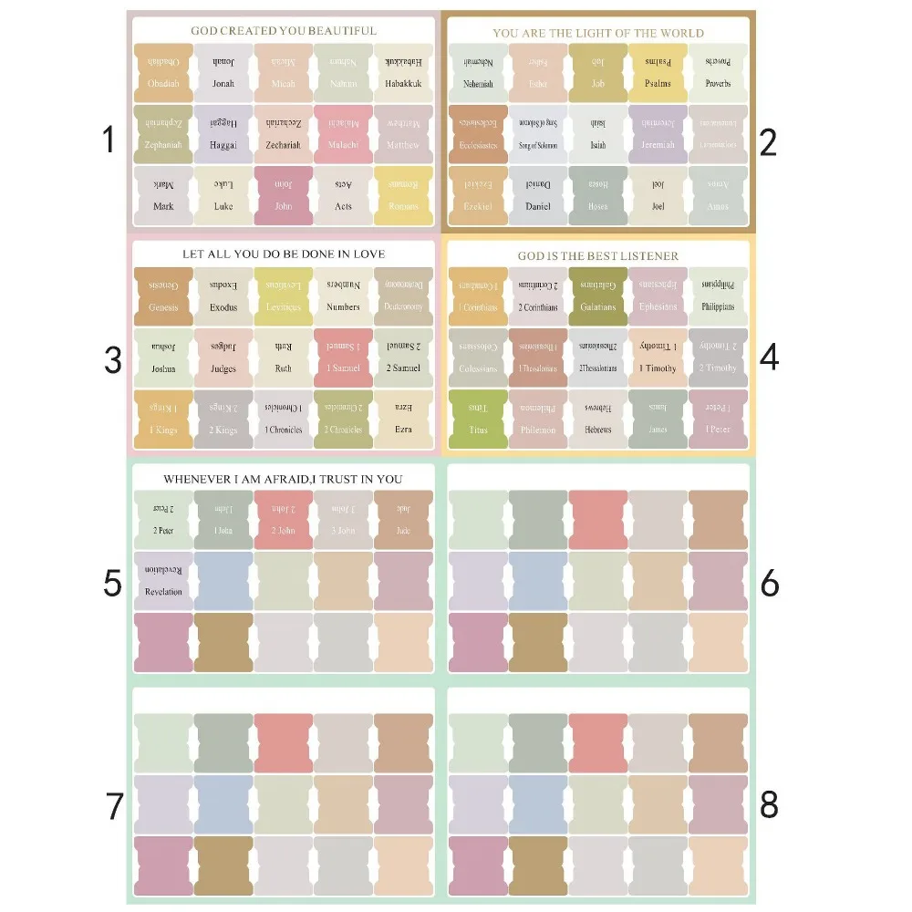 

120PCS Multi-Color Boho Bible Tabs Laminated Easy Navigation Colorful Index Tabs Colorful Self Adhesive Laminated Bible Tabs