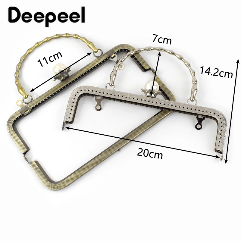 1/2/5Pcs Deepeel 20cm Pearl Metal Bag Handle Purse Frame Kiss Clasp DIY Handbag Handmade Sewing Brackets Making Bags Accessories