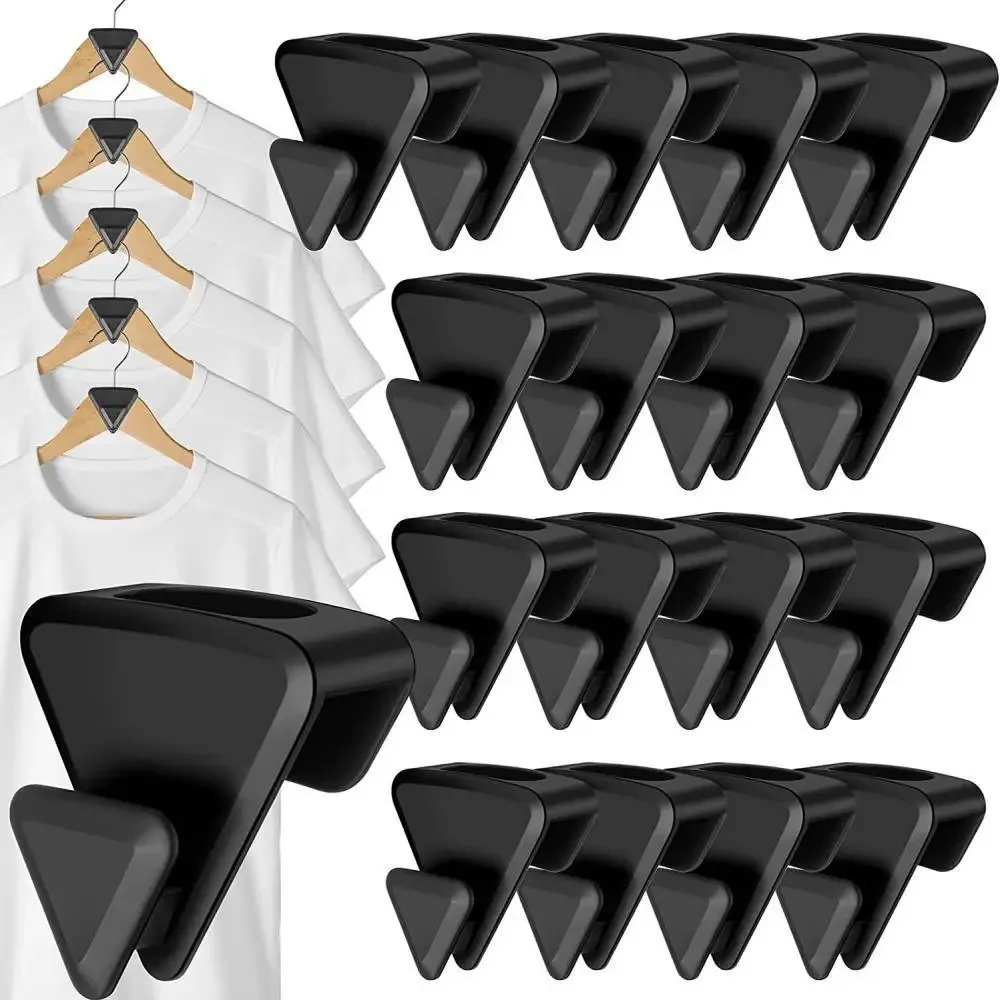 12/18pcs Ruby Space Triangle Multi-function Plastic Hanger Link Stackable Folding Hook Wardrobe Hanger Clothing Storage Rack