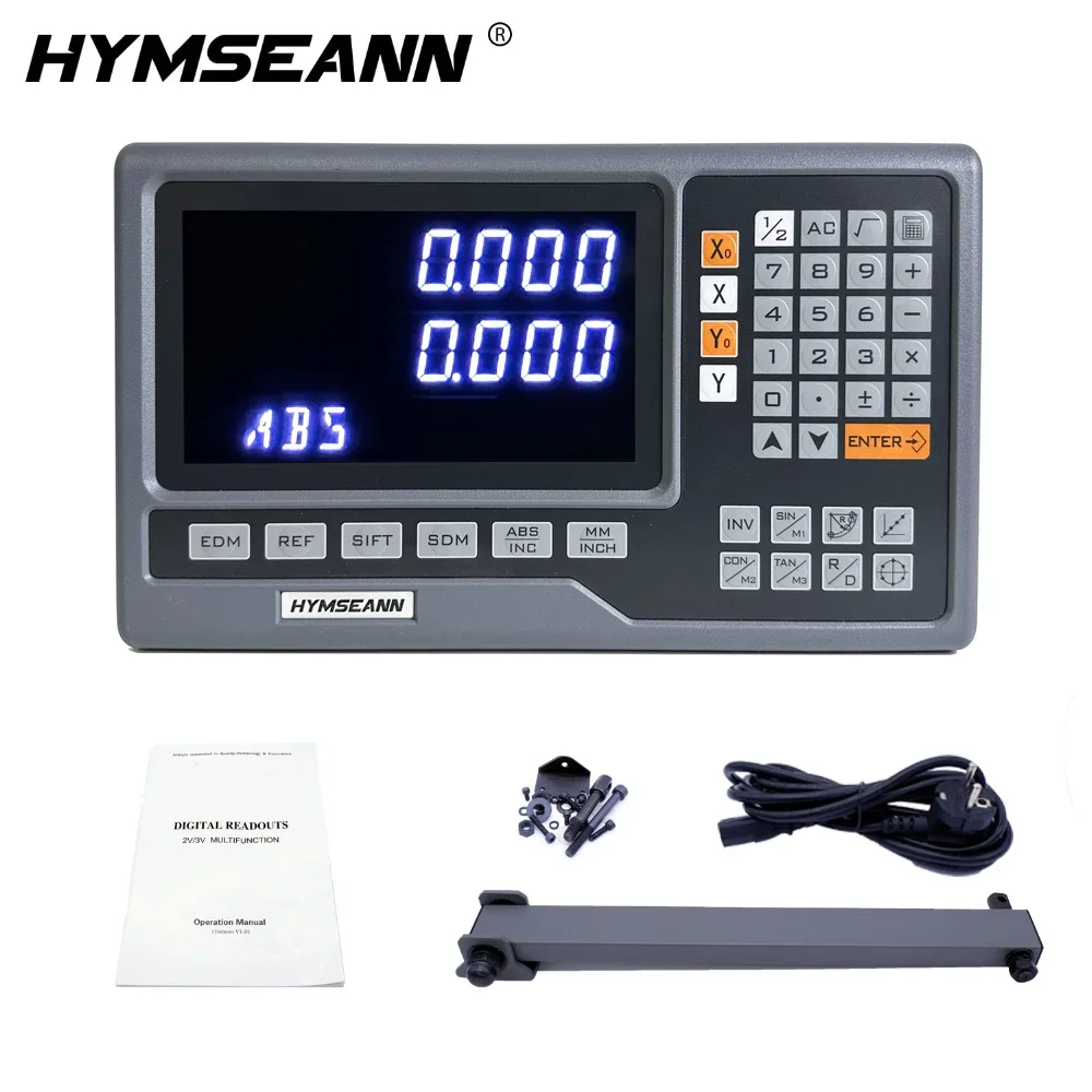 HS800-2P Milling Lathe 2 Axis Big Display DRO Digital Readout Kit with 2 Pieces High Precision 5um Optical Encoder Linear Scale