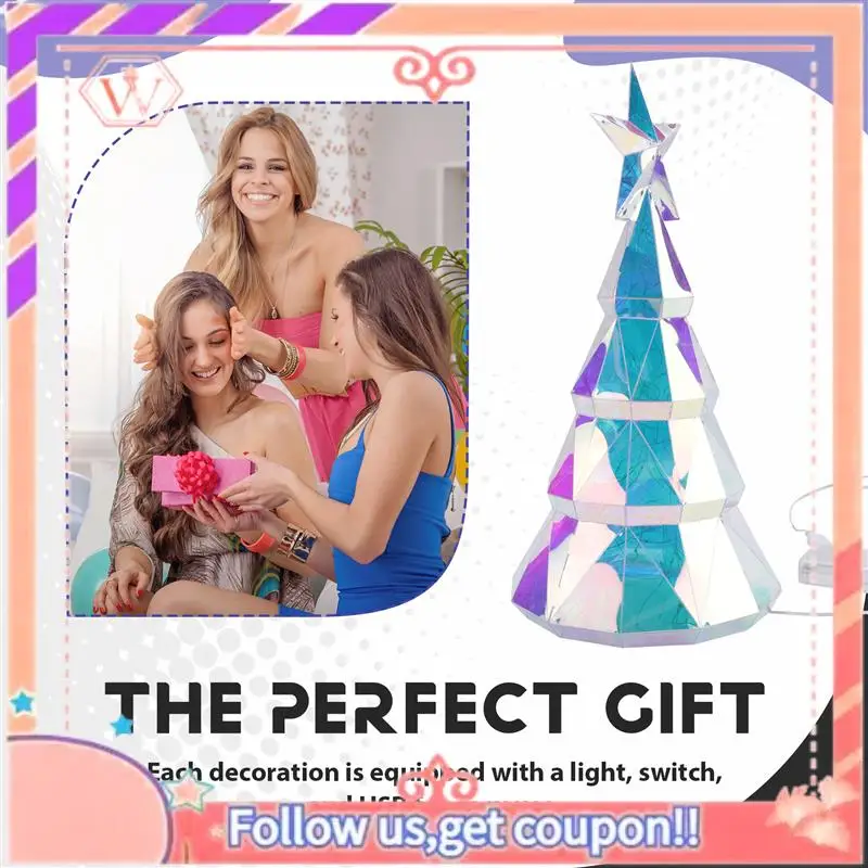 

Модернизированный рождественский светильник, украшение с питанием от USB, красочная фигурка рождественской елки со звездой, настольная центральная часть ручной работы на Рождество