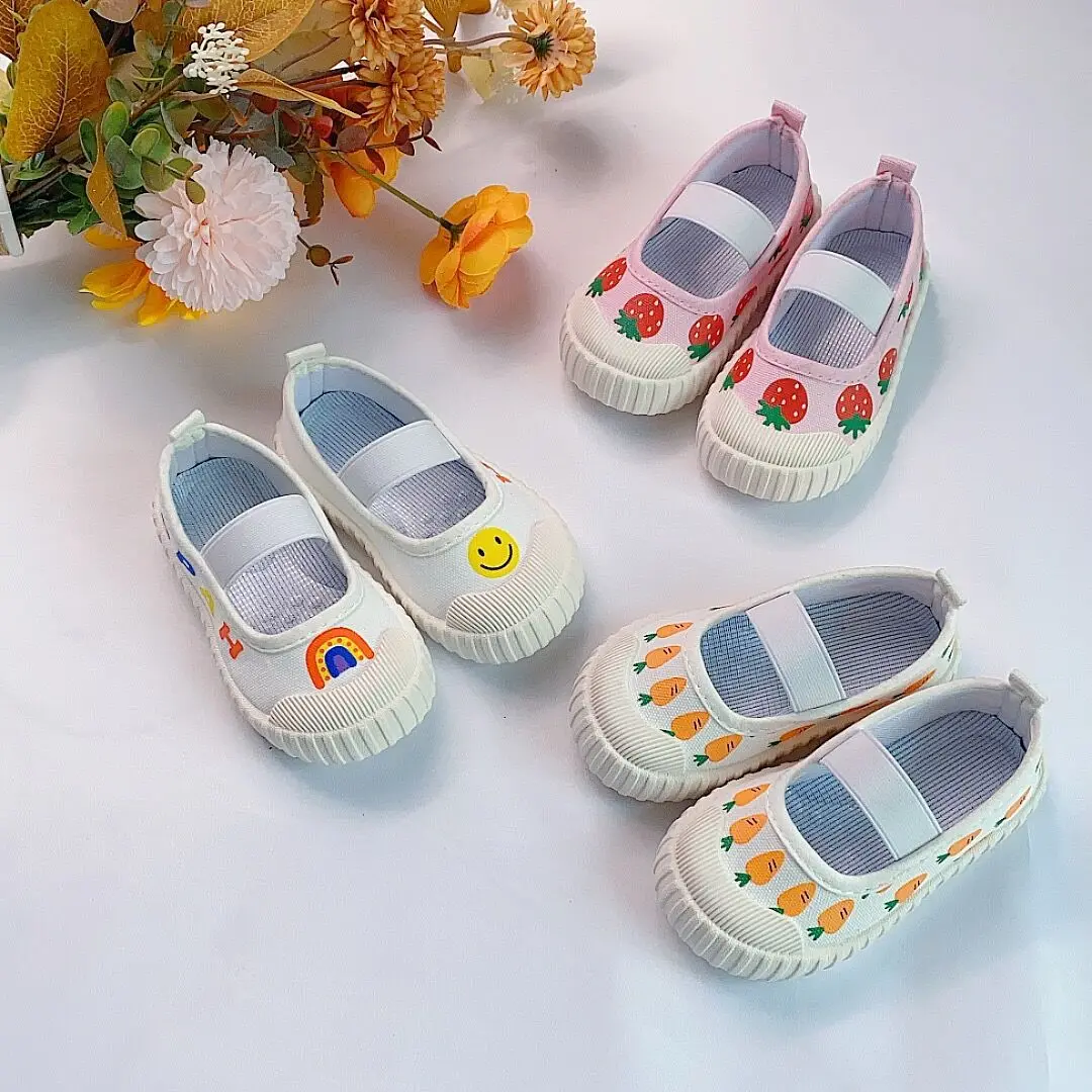 Baby Girl Spring Autumn  New Kids Canvas Shoes Children Casual Sneakers Cartoon Style Soft Bottom First Walkers Shoes