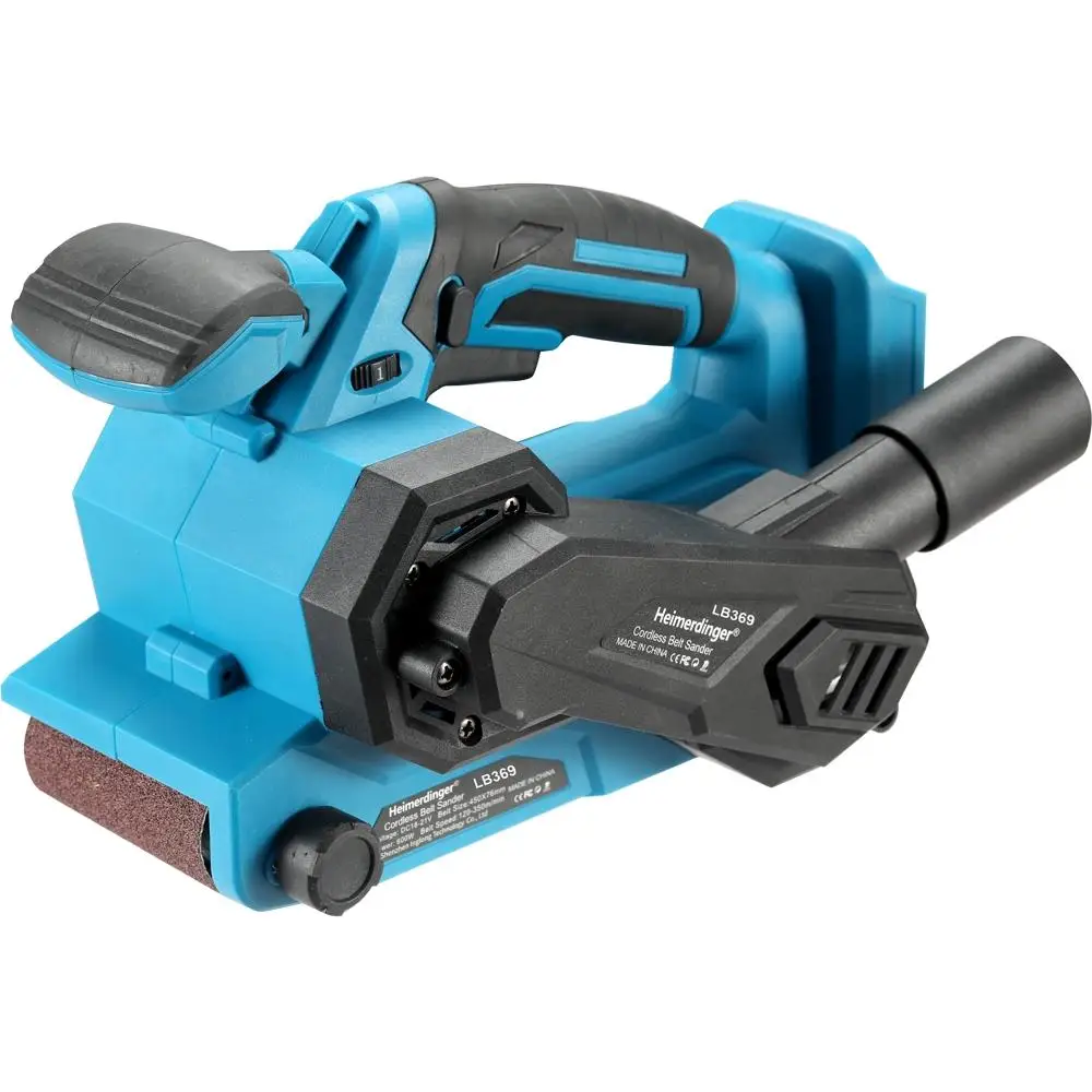Heimerdinger LB369 Cordless Belt Sander 18V Electric Sanding Machine 120-350m/min Dust Bag