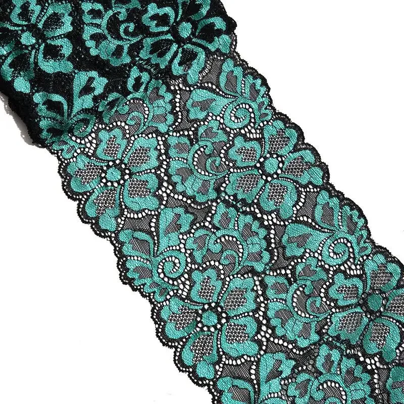 1 Meter elastisches Spitzenband, breit, bestickt, nigerianischer afrikanischer Stoff, dehnbar, weiß, schwarz, zum Nähen, Unterwäschezubehör – Detail 4