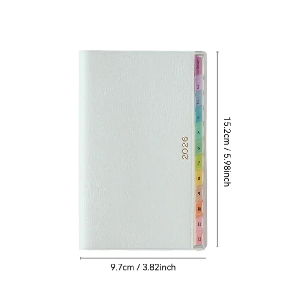 Cute 220 Pages 2026 Planner PU Leather with Calendar Agenda Book Colorful Index DIY To Do List Notepad School Supplies