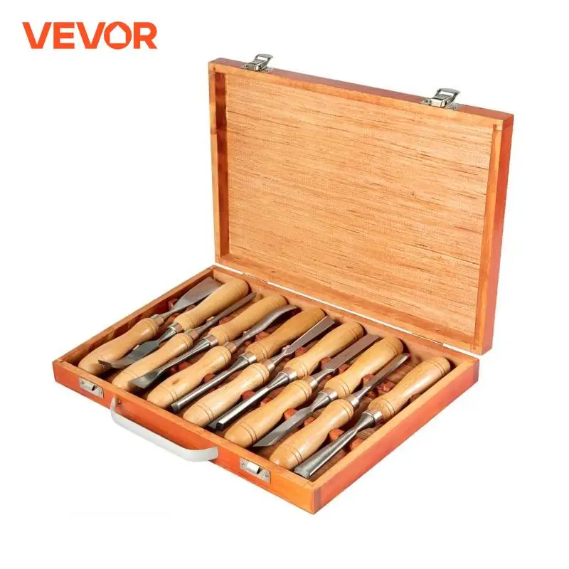 VEVOR 12PCS Houtsnijwerk Handbeitel Set Draaibank Mes DIY Hout Draaien Houtbewerking Professionele Gutsen Houtbewerking Timmerwerk Gereedschap