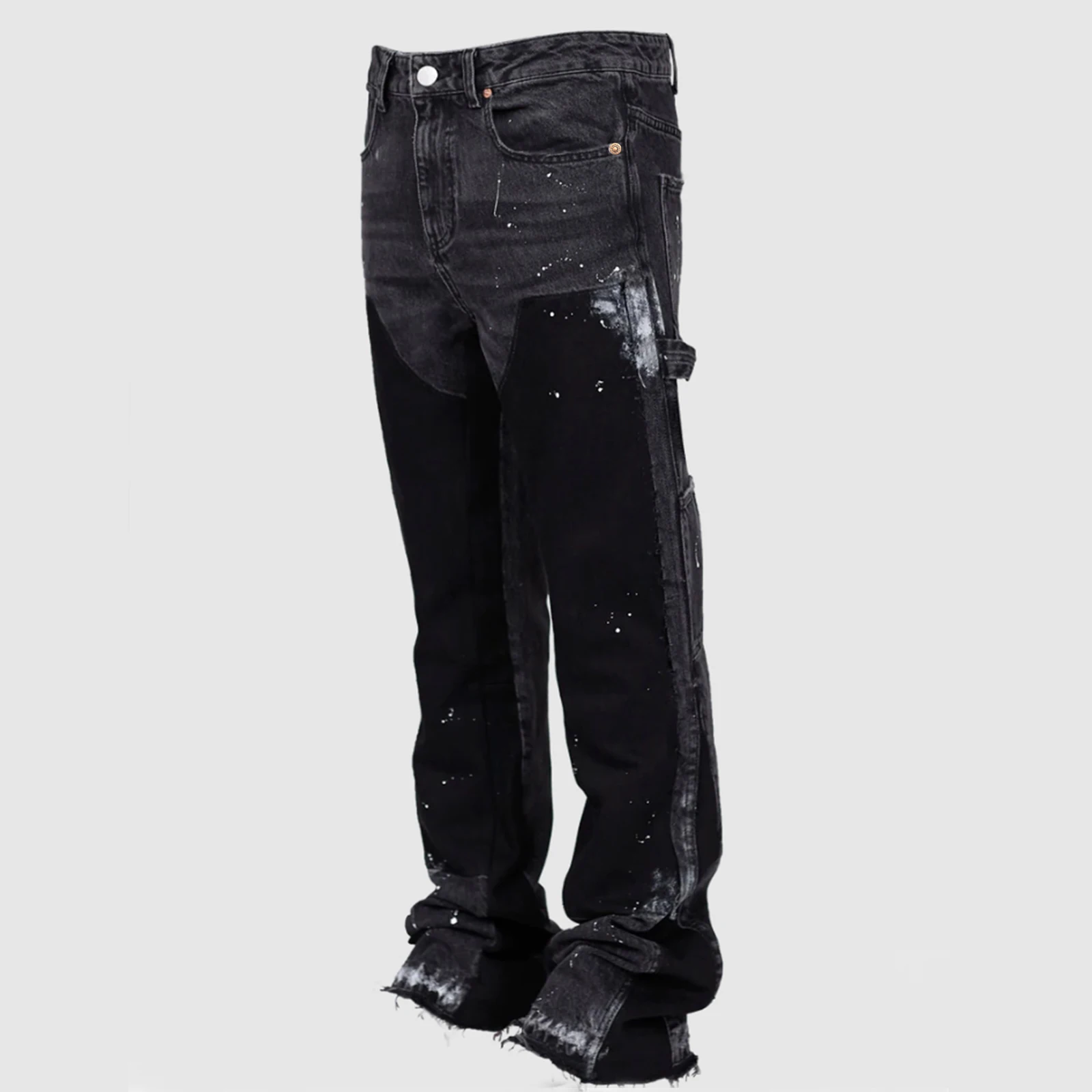 Men Micro Flare Jeans Fashion Patchwork Denim Pants Spring Summer Casual Trousers with Pockets